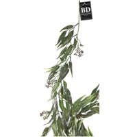 Bellatio Design kunstplant bladeren slinger - Eucalyptus - groen - 198 cm blad decoratie