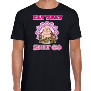 Foute party verkleed t-shirt voor heren - boeddha rose - zwart - carnaval/themafeest outfit