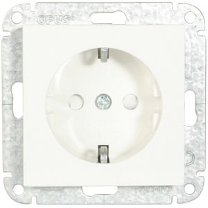 Opus 55 geaarde contactdoos met kinderbeveiliging zonder krallen polarwit