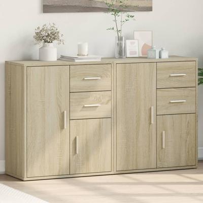 Dressoirs 2 st 60x31x70 cm bewerkt hout sonoma eikenkleurig