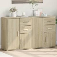 Dressoirs 2 st 60x31x70 cm bewerkt hout sonoma eikenkleurig