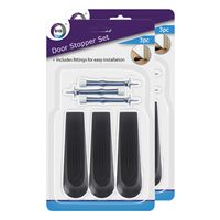 Set van 6x stuks deurstoppers/deurwiggen - zwart - 12 cm - rubber - thumbnail