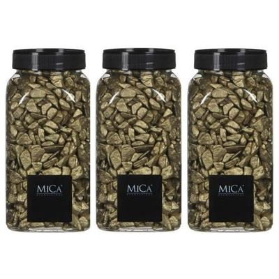 Mica Decorations decoratie steentjes - 3x - goud - 1 kilo - 650ml - hobby steentjes