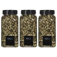 Mica Decorations decoratie steentjes - 3x - goud - 1 kilo - 650ml - hobby steentjes