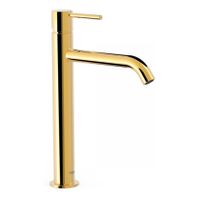 Wastafelkraan Tres Study | Opbouw | Mengkraan | Hoog model | 1-knop | Rond | 24k Goud glans