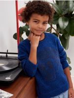Jongenstrui van getwijnd tricot met versiering op de voorkant felblauw - thumbnail
