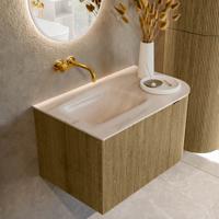 Badmeubel Mondiaz Kurve-Dlux | 75 cm | Meubelkleur Dusk | Wastafelkleur Meli | Solid surface | Wasbak linker zijde spoelbak | Zonder kraangat(en)