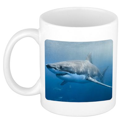 Dieren foto mok haai - haaien beker wit 300 ml