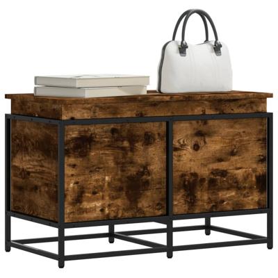 Opbergbox met deksel 80x40x51,5 cm bewerkt hout gerookt eiken