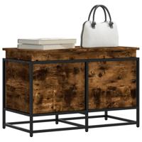Opbergbox met deksel 80x40x51,5 cm bewerkt hout gerookt eiken