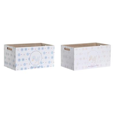 Opbergbak DKD Home Decor Blauw Roze Hout MDF 36 x 21 x 18 cm (2 Stuks)