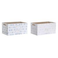 Opbergbak DKD Home Decor Blauw Roze Hout MDF 36 x 21 x 18 cm (2 Stuks)