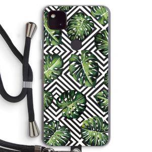 Geometrische jungle: Pixel 4a 5G Transparant Hoesje met koord