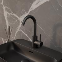 Wastafelmengkraan Aquasplash Ridged Gebogen met Draaibare Uitloop Mat Zwart Aquasplash