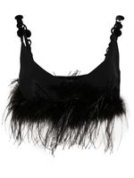 PINKO haut crop à détails de plumes - Noir