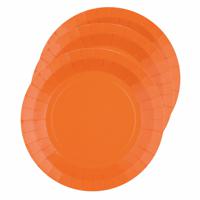 10x stuks feest bordjes oranje - karton - 22 cm - rond - thumbnail