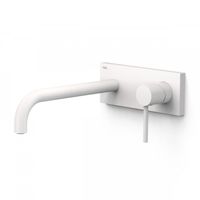 Wastafelmengkraan Inbouw Tres Study Exclusive met Afdekplaat Gebogen Uitloop 24 cm en Hendel Mat Wit
