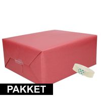 3x Donker rood kraft inpakpapier met rolletje plakband pakket 14 - thumbnail