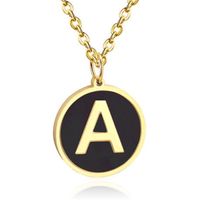 Goudkleurige Dames Schakelketting met Zwarte Kettinghanger Letter A