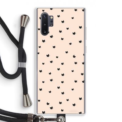 Kleine kattenkopjes: Samsung Galaxy Note 10 Plus Transparant Hoesje met koord