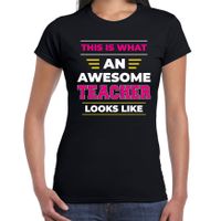 An awesome teacher / een geweldige lerares cadeau t-shirt zwart voor dames