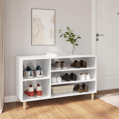 Schoenenkast 102x36x60 cm bewerkt hout hoogglans wit