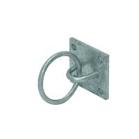 Aanlegring op muurplaat - zilver - staal verzinkt - 6x6 cm - kettingring / touwring