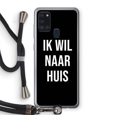 Ik wil naar huis - Zwart: Samsung Galaxy A21s Transparant Hoesje met koord