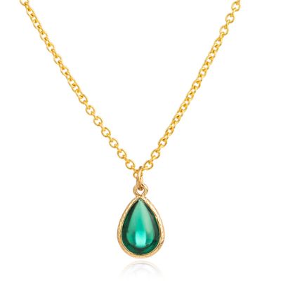 Verstelbare Ketting met Groen en Goudkleurige Waterdruppel Hanger