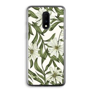 Wit bloemenpatroon: OnePlus 7 Transparant Hoesje