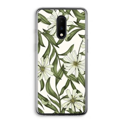 Wit bloemenpatroon: OnePlus 7 Transparant Hoesje