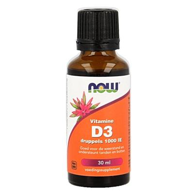 NOW Vitamine D3 druppels 1000IE 30 Milliliter