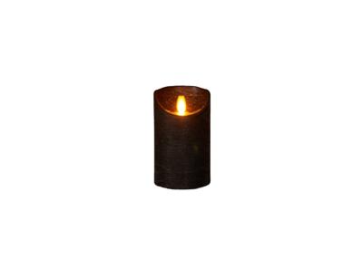 B.o.t. kaars wax rustiek bewegende vlam 7.5x12.5cm zwart 3xaaa/timer - Annas collection