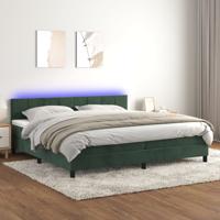 Boxspring met matras en LED fluweel donkergroen 200x200 cm