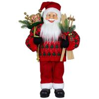 Kerstman pop Victor - H60 cm - rood - staand - kerstman beeld - decoratie figuur