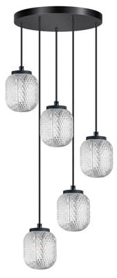 ETH Ronde hanglampKristel 5-lichts zwart - 05-HL4591-30