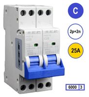 SEP INS18-2N-C25 inst. 2p+2n C25 6kA (36mm) kookgroep