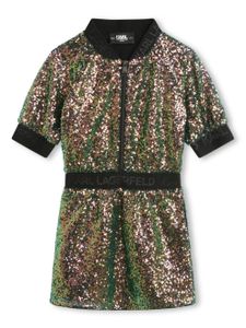 Karl Lagerfeld Kids robe courte ornée de sequins à logo jacquard - Tons neutres