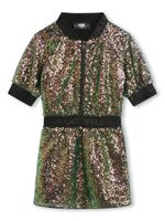 Karl Lagerfeld Kids robe courte ornée de sequins à logo jacquard - Tons neutres - thumbnail