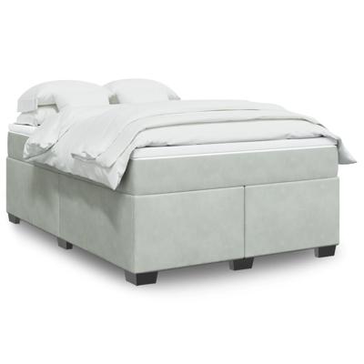 Boxspring met matras fluweel lichtgrijs 160x200 cm