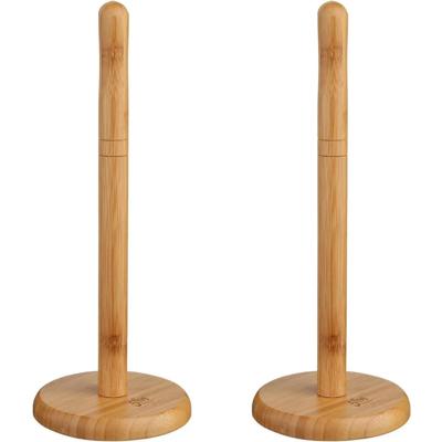 Five keukenrolhouder - 2x - naturel - 12,5 x 32 cm - bamboe hout - Keukenpapier houder