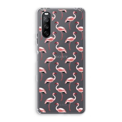Flamingoprint groen: Sony Xperia 10 III Transparant Hoesje