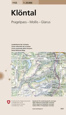 Wandelkaart - Topografische kaart 1153 Klöntal | Swisstopo