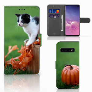 Samsung Galaxy S10 Telefoonhoesje met Pasjes Kitten