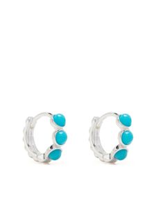 DOWER AND HALL petites créoles serties de turquoise - Argent