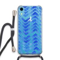 Blauwe pijlen: iPhone XR Transparant Hoesje met koord Blauwe pijlen: iPhone XR Transparant Hoesje met koord