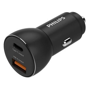 PHILIPS Autolader DLP2521/00 - USB-A en USB-C Output - Sigarettenaansteker - 36W Snel Laden - Zwart