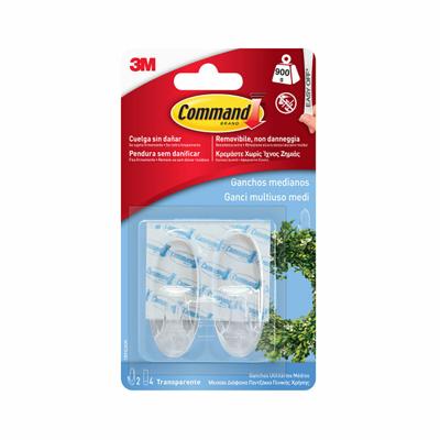 Haak voor ophanging 3M 900 g Transparant Plastic (2 Stuks) Haak voor ophanging 3M 900 g Transparant Plastic (2 Stuks)