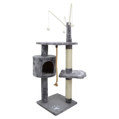 Nobleza Kattenmeubel met huisje en speeltjes - Grijs - 130 cm
