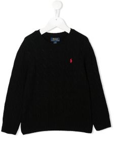 Ralph Lauren Kids pull Polo Pony en maille torsadée - Noir